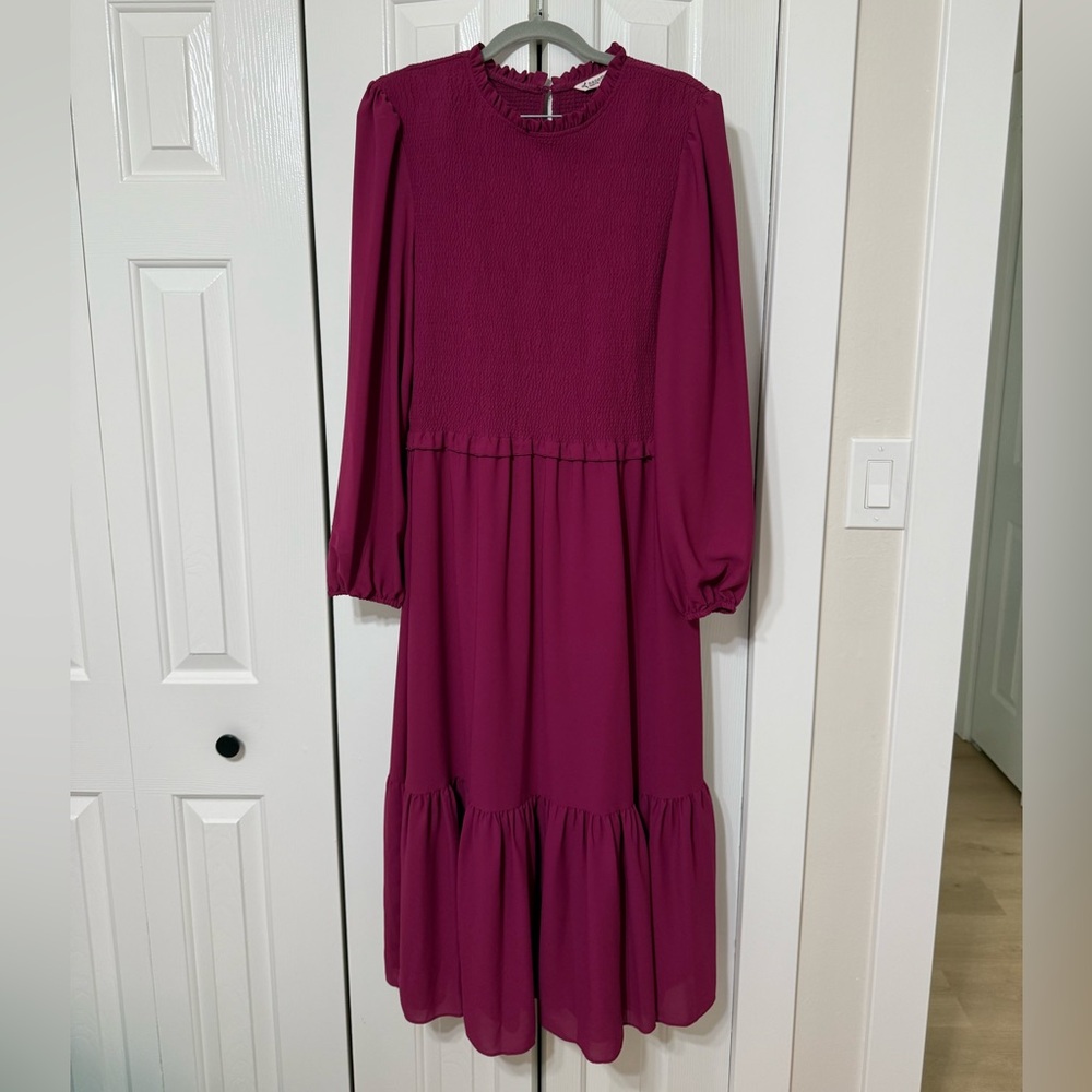 Nanette Lepore Women's Smocked Long Sleeve Dress - Purple